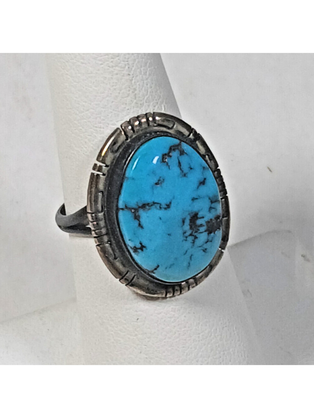 Navajo Native American S. Silver Turquoise Ring Size 5 Pretty Blue Stone
